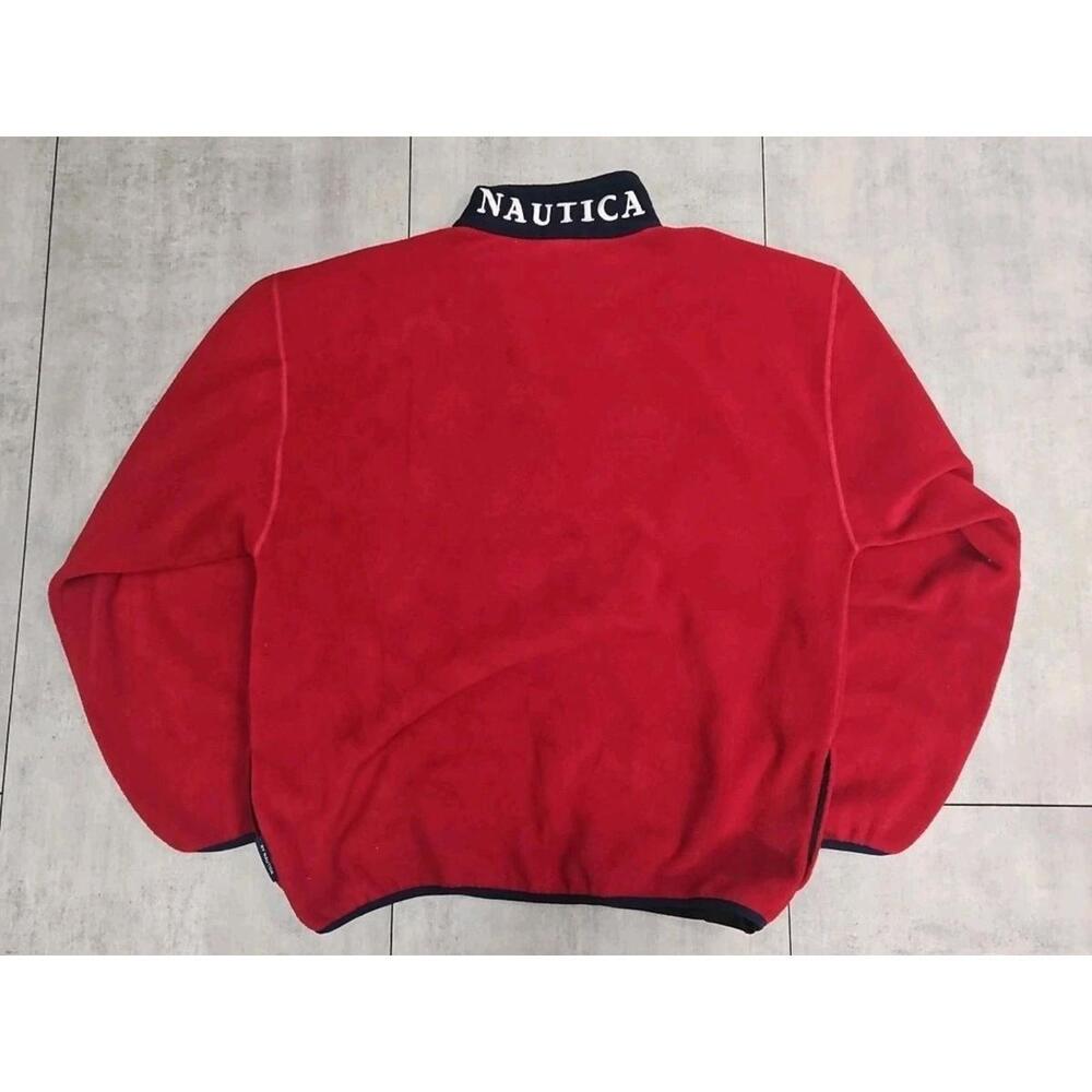 Vintage Nautica Nautech Fleece Pullover Jacket XL USA Red‎